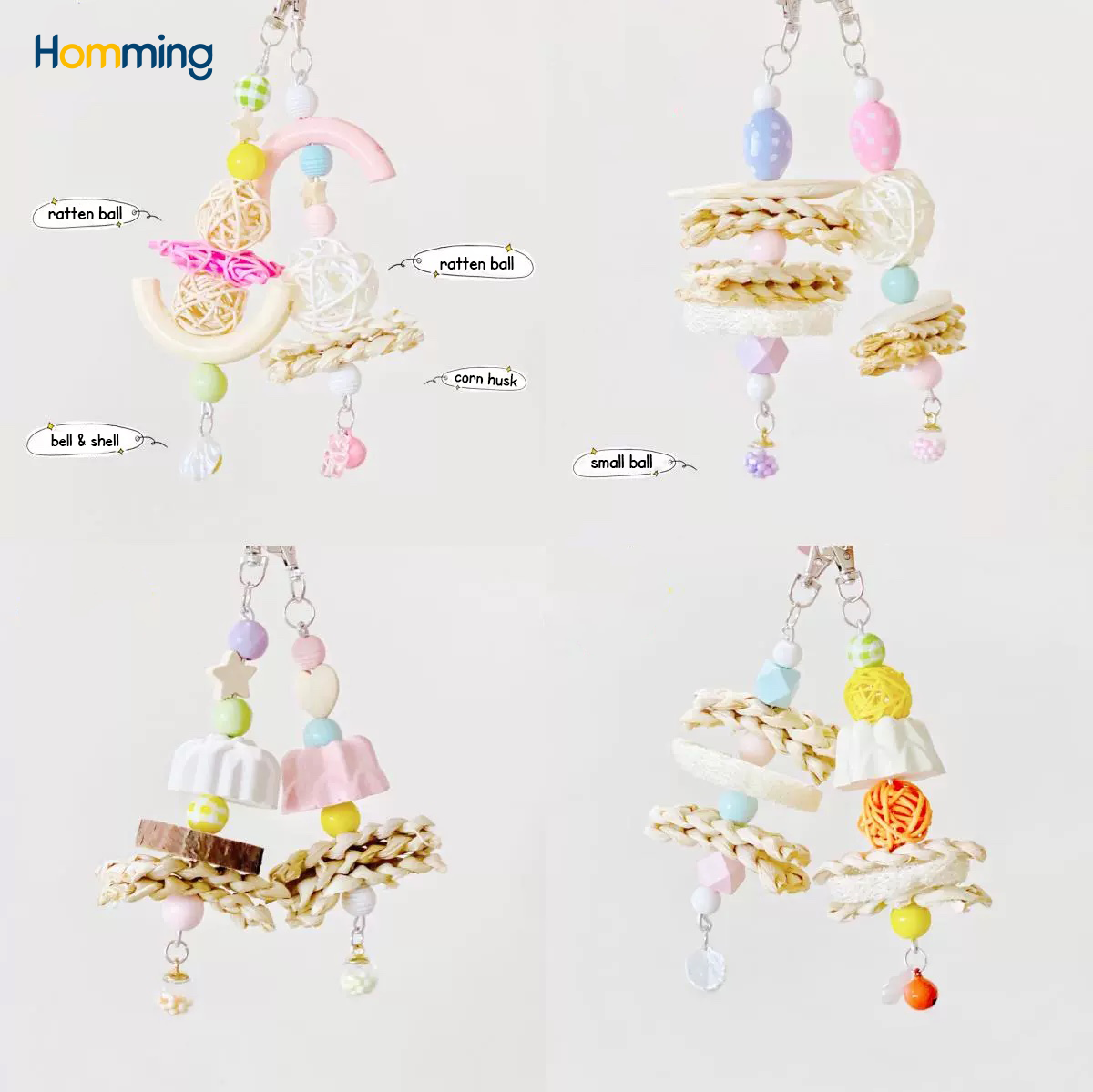 HommiFun Pastel Perch Playtime Bird Toy