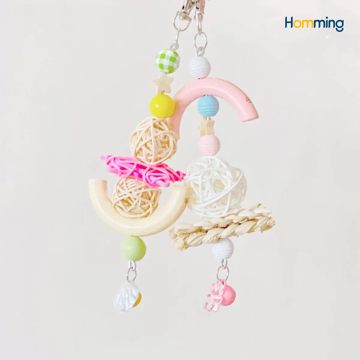 HommiFun Pastel Perch Playtime Bird Toy