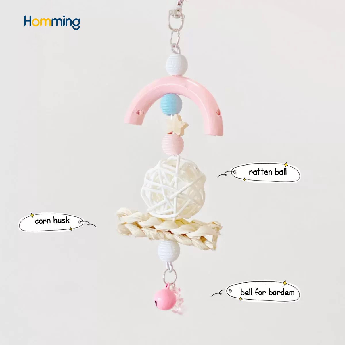 HommiFun Pastel Perch Playtime Bird Toy